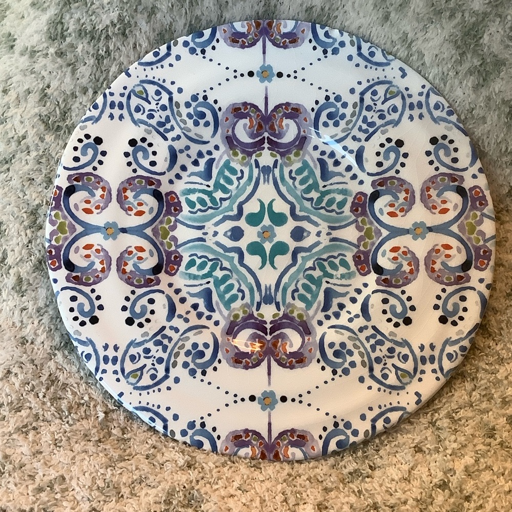 Decorative Bohemian Style Round Ceramic Serve Cheese Plate RS 8.75”